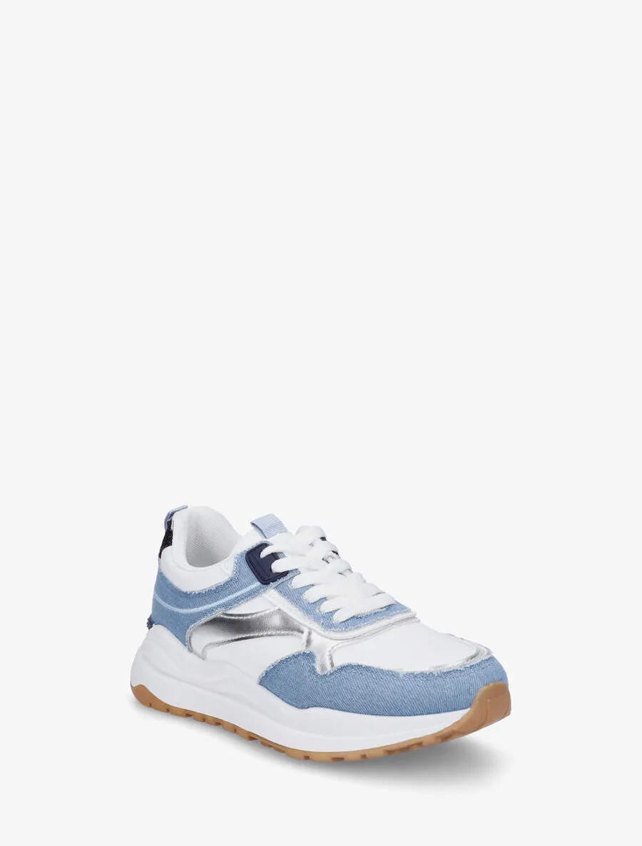 Baskets en simili effet jean - Bleu