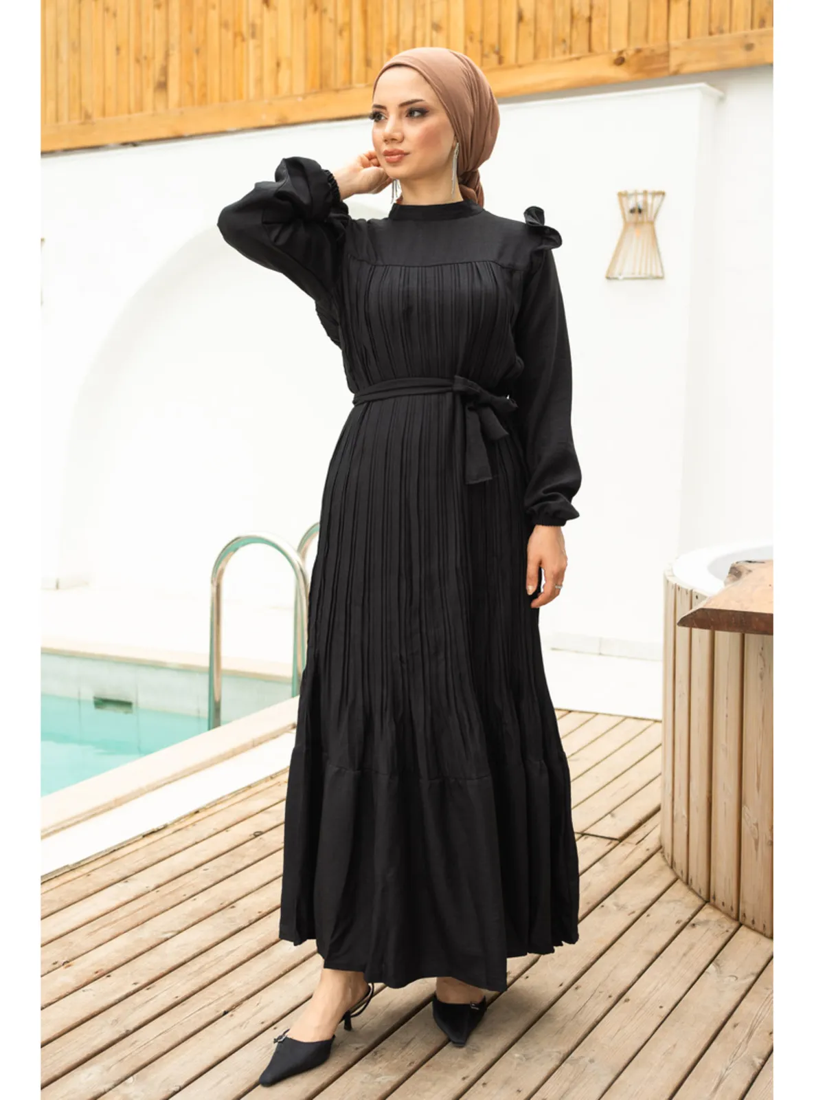Black - Unlined - Modest Dress
