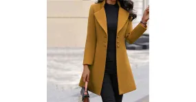 Blazer long en laine simple boutonnage pour femme