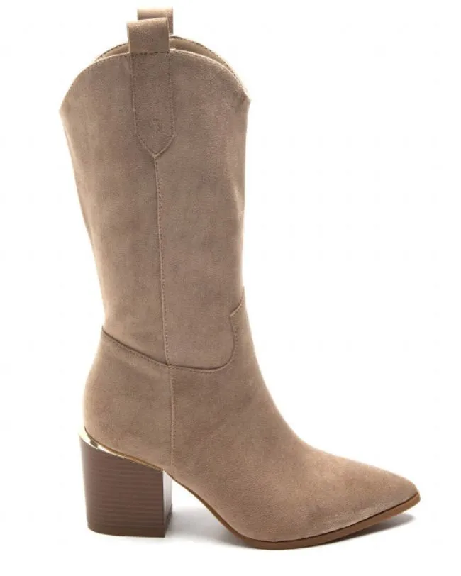 Bottes Santiags femme taupe à talon - Mayssa