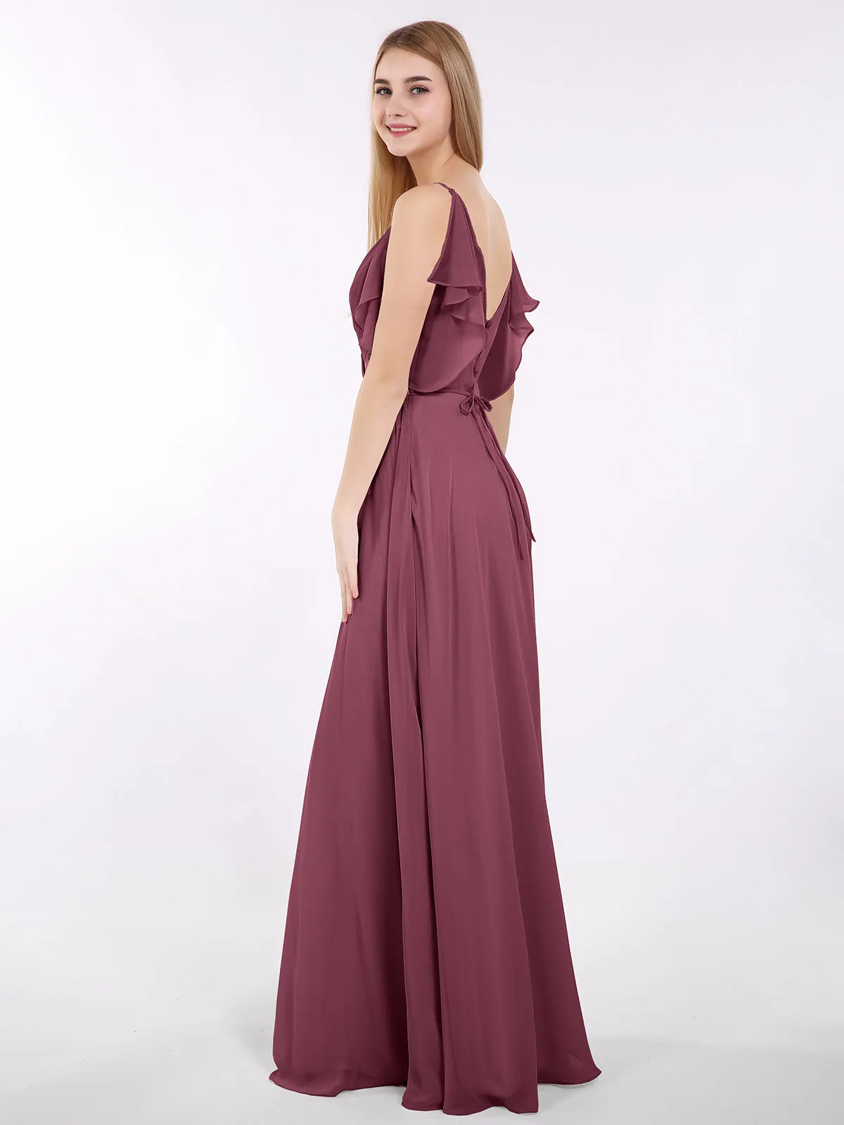 Bretelle Spaghetti Mousseline Robe avec Col en V Mûre Grande Taille