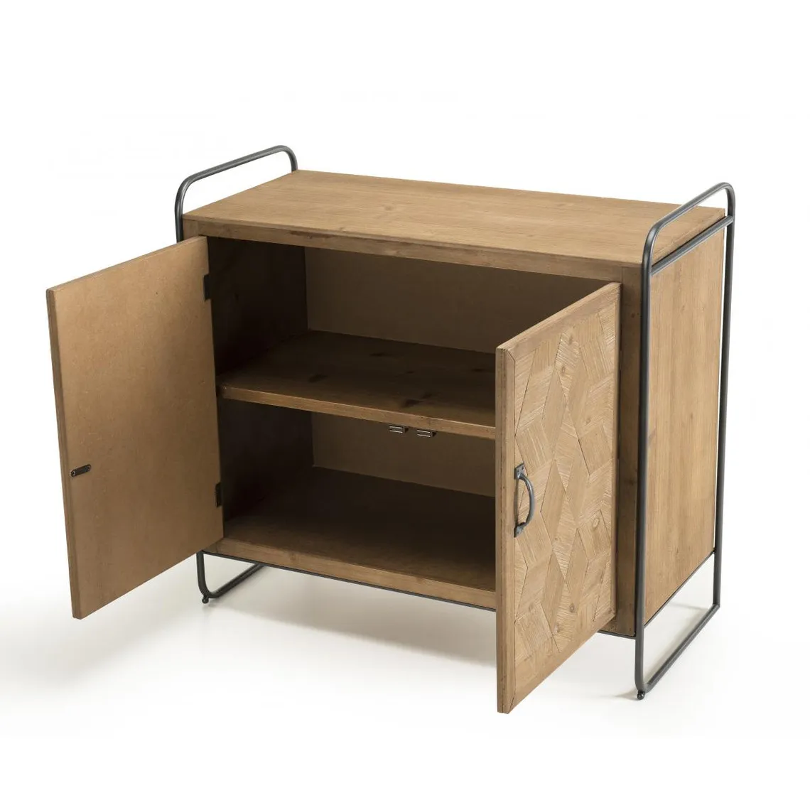 Buffet 2 portes en Sapin pieds métal - ZELYA | 3 Suisses