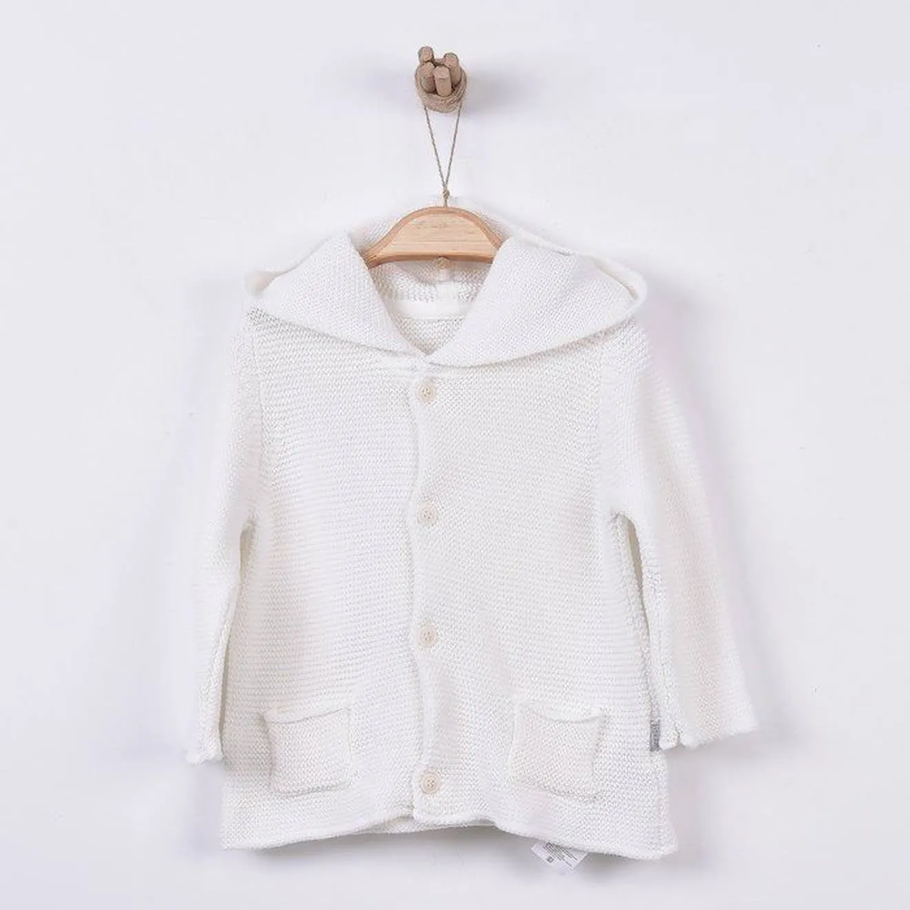 Cardigan bébé en tricot de coton bio beige - Sevira Kids