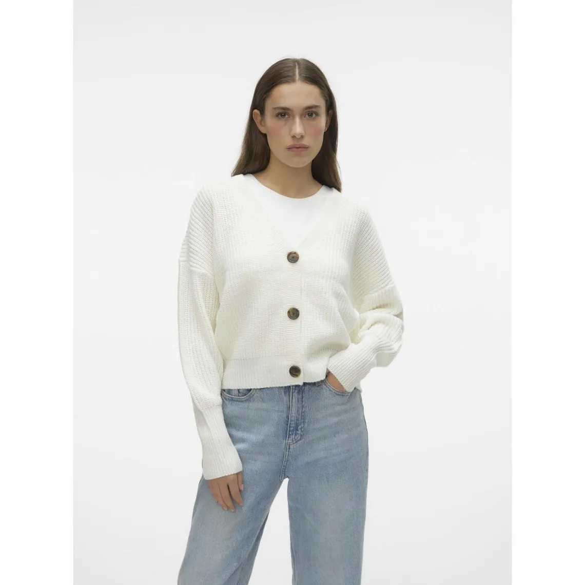 Cardigan col en v Blanc | 3 Suisses