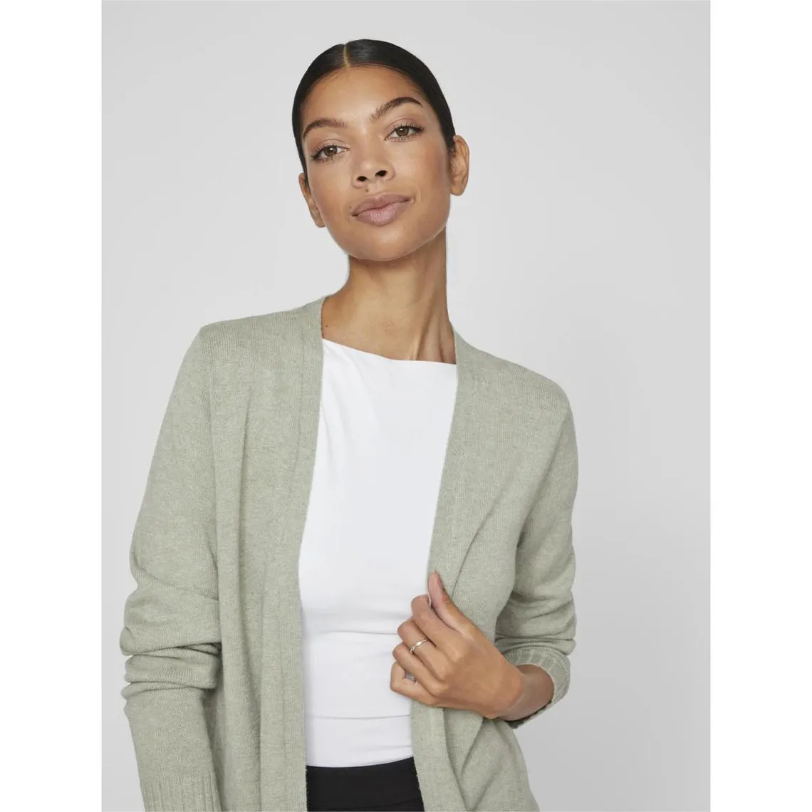 Cardigan col fendu  vert en viscose Clara | 3 Suisses