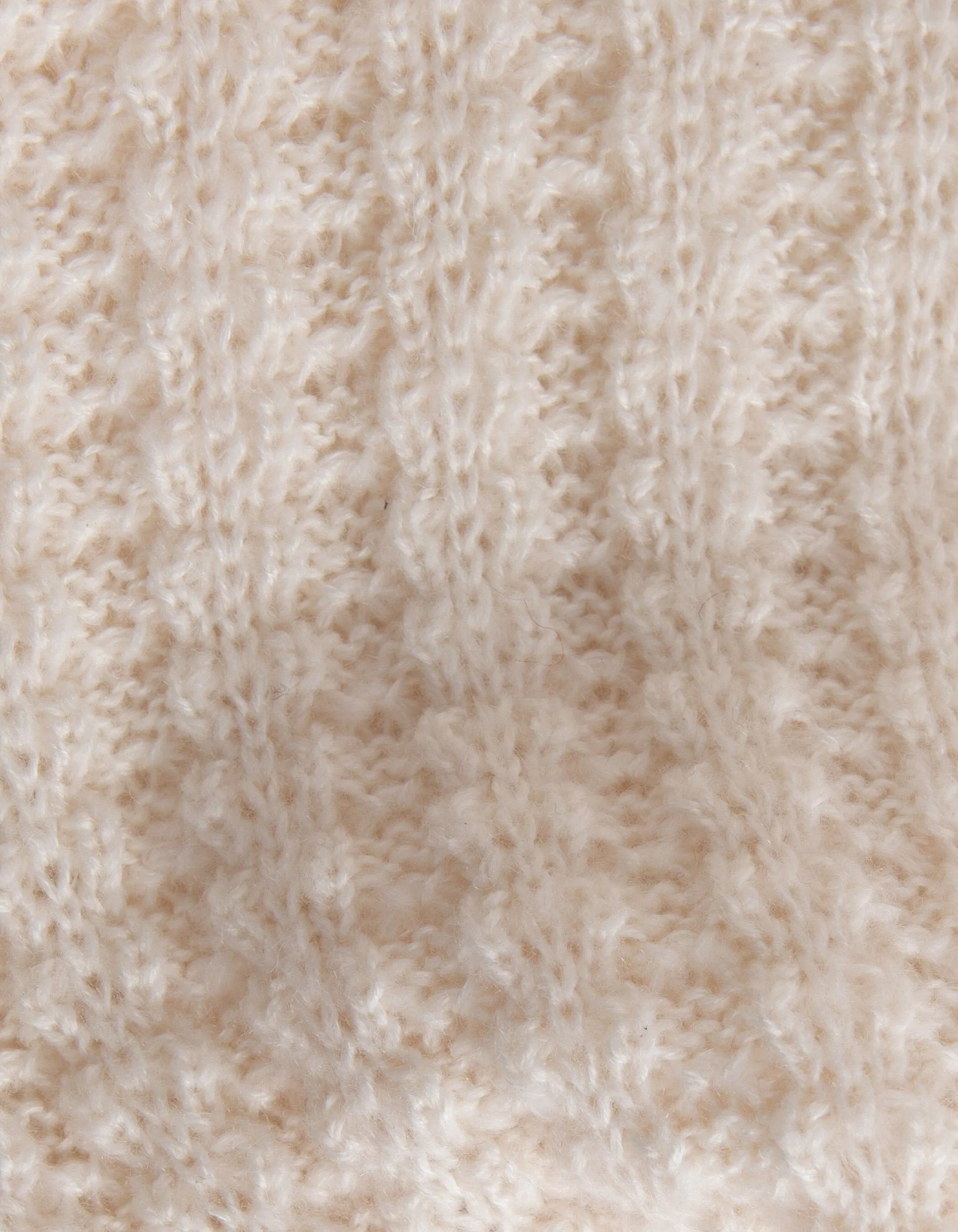 Cardigan écru zippé tricot fantaisie ajouré fille