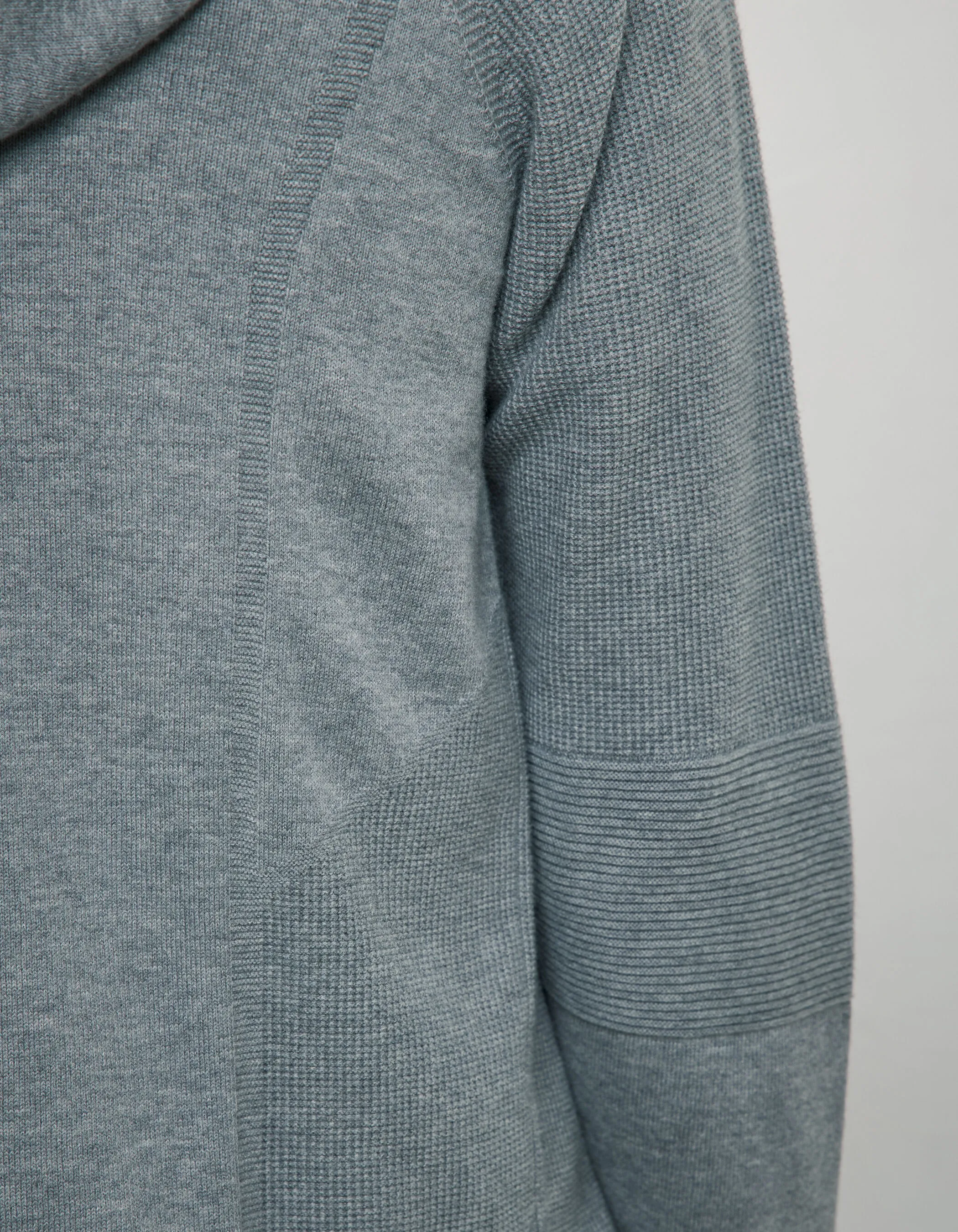 Cardigan gris chiné tricot 3D à capuche Homme
