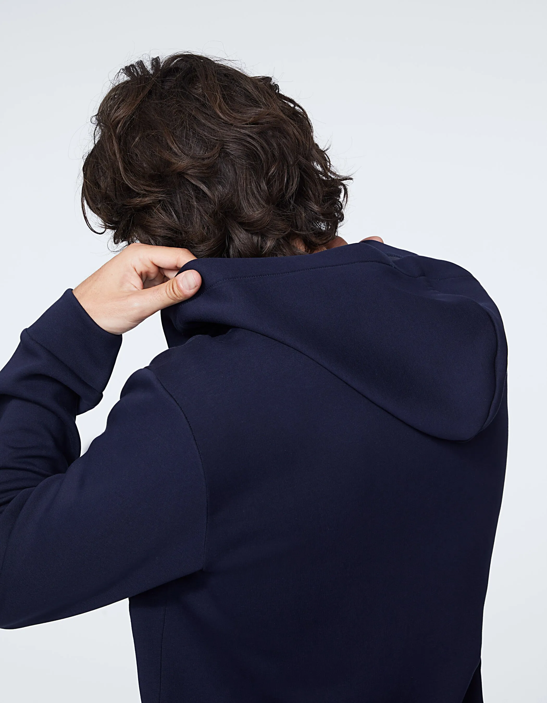 Cardigan marine en molleton technique à capuche Homme