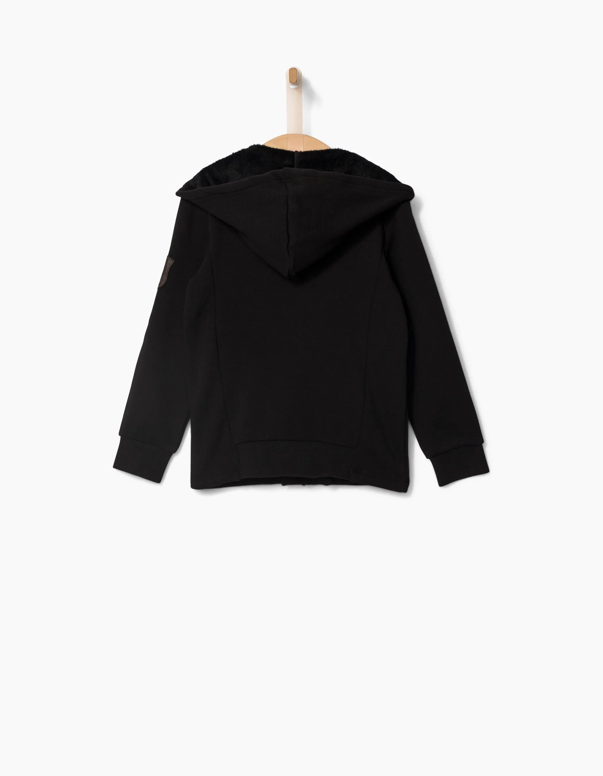 Cardigan noir en molleton coupe motard garçon