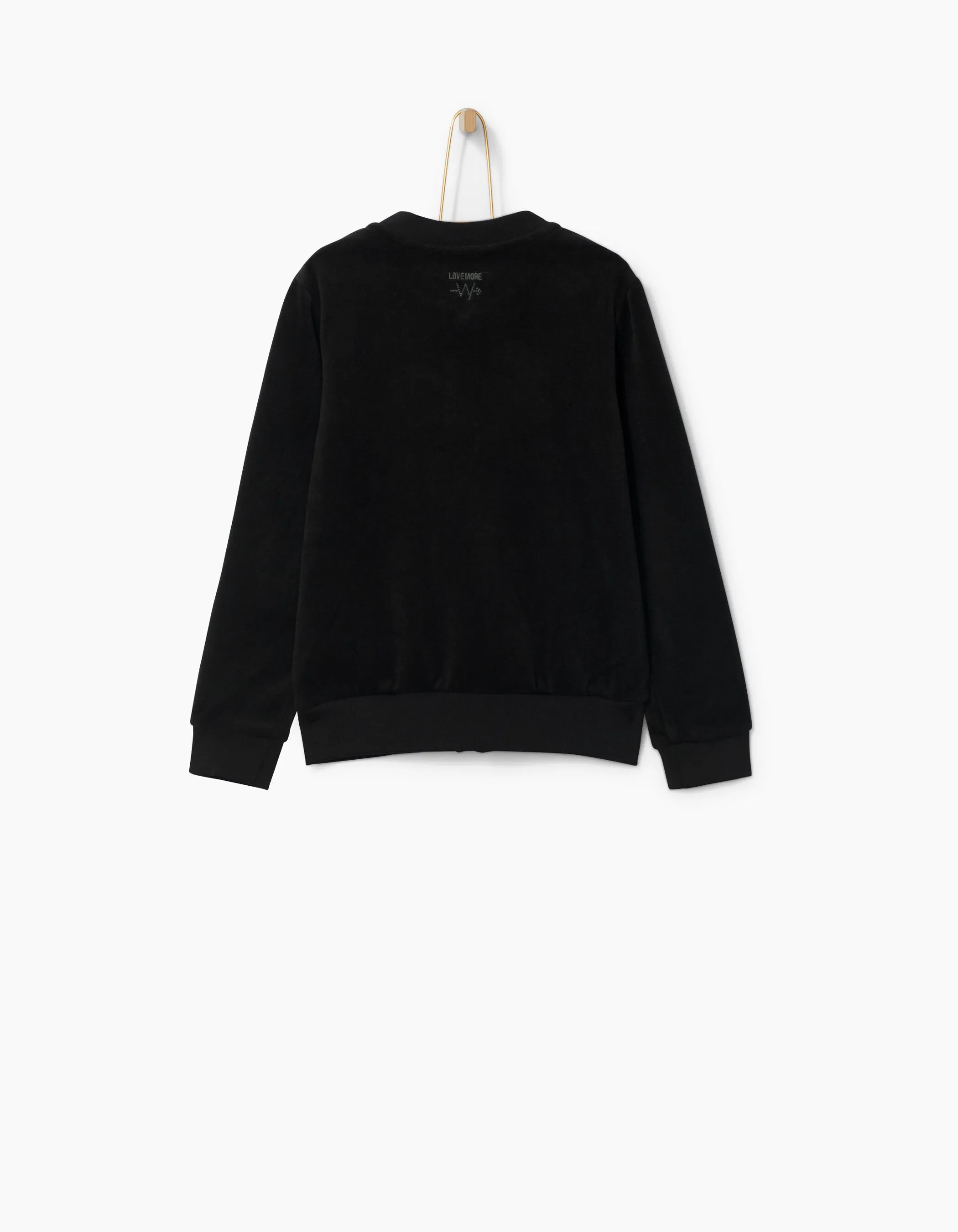 Cardigan noir velours, bandes avec rivets fille
