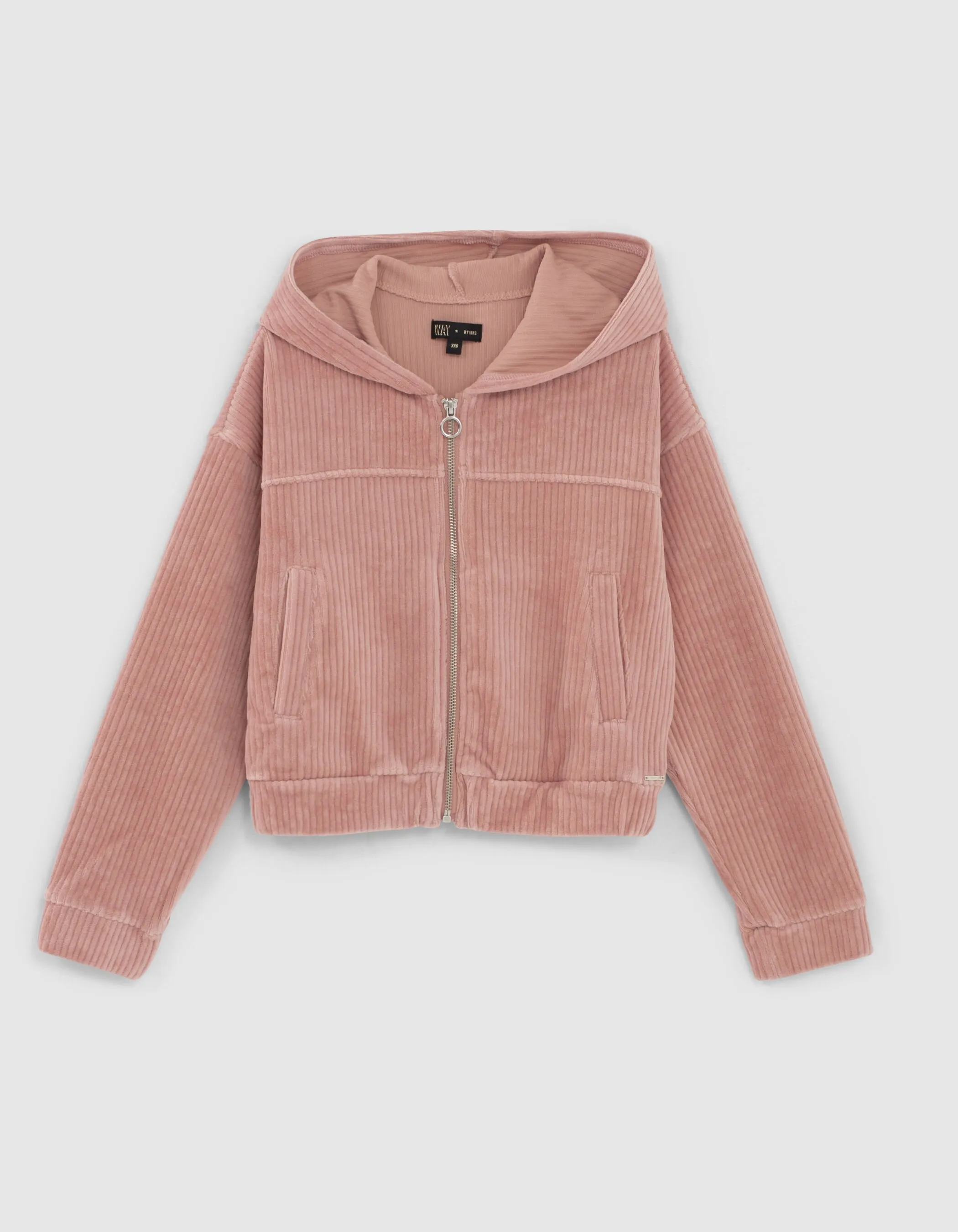 Cardigan rose poudré velours côtelé fille