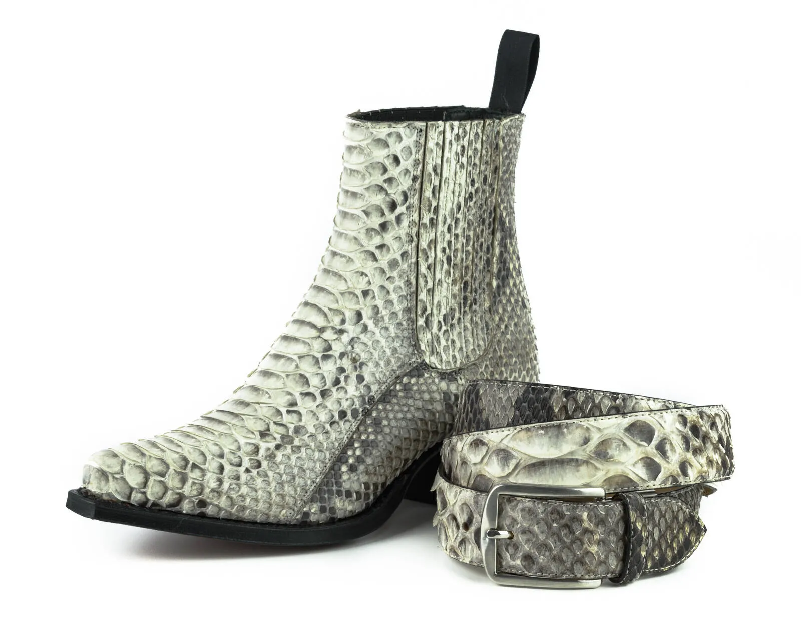 Ceinture cuir python naturel exotique blanco