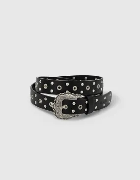 Ceinture noire à clous et rivets fille