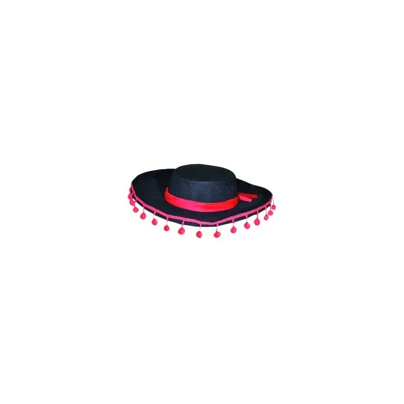 Chapeau Espagnol noir et rouge (fille) - Chapeaux  pas cher