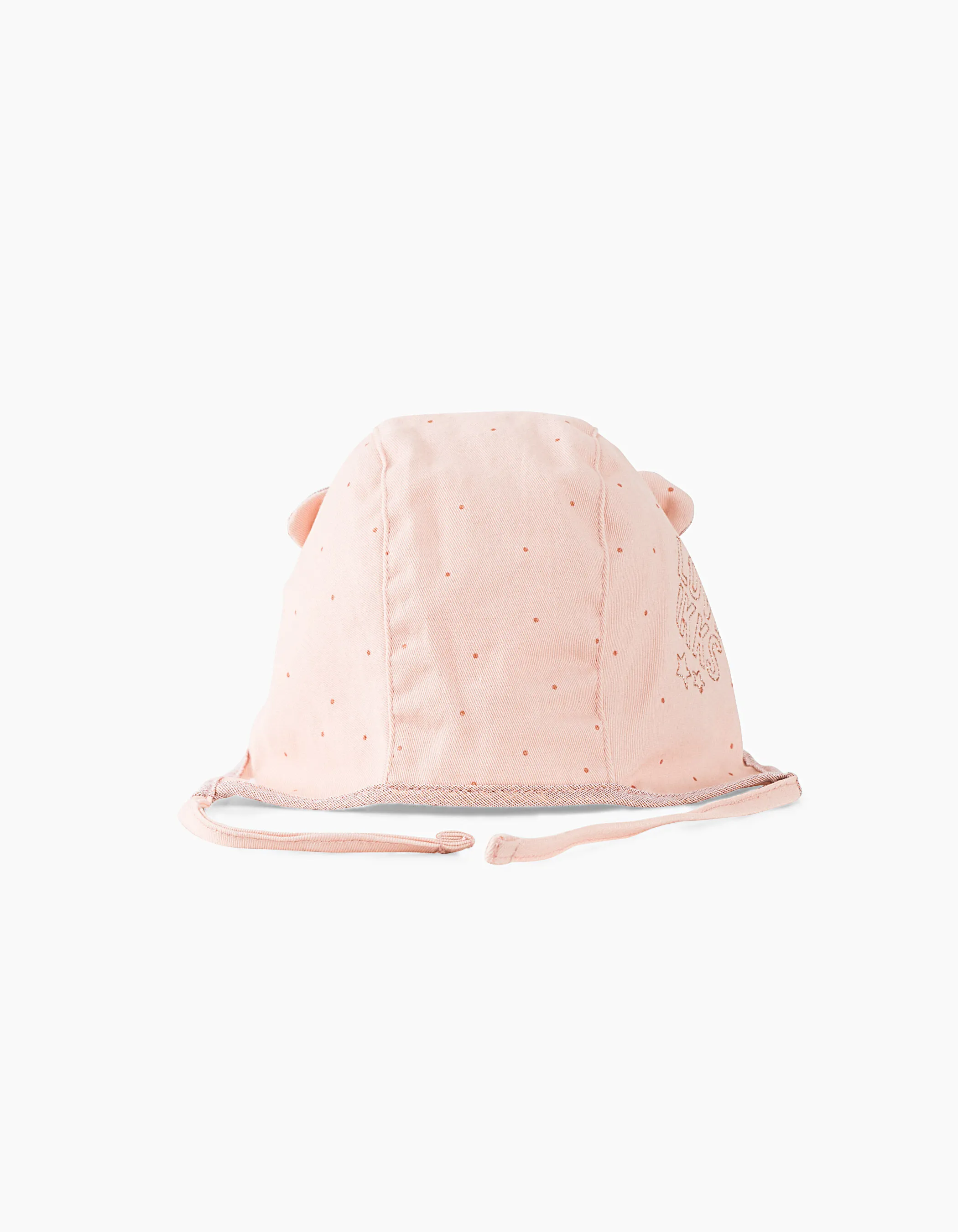 Chapeau rose poudré à pois bébé fille