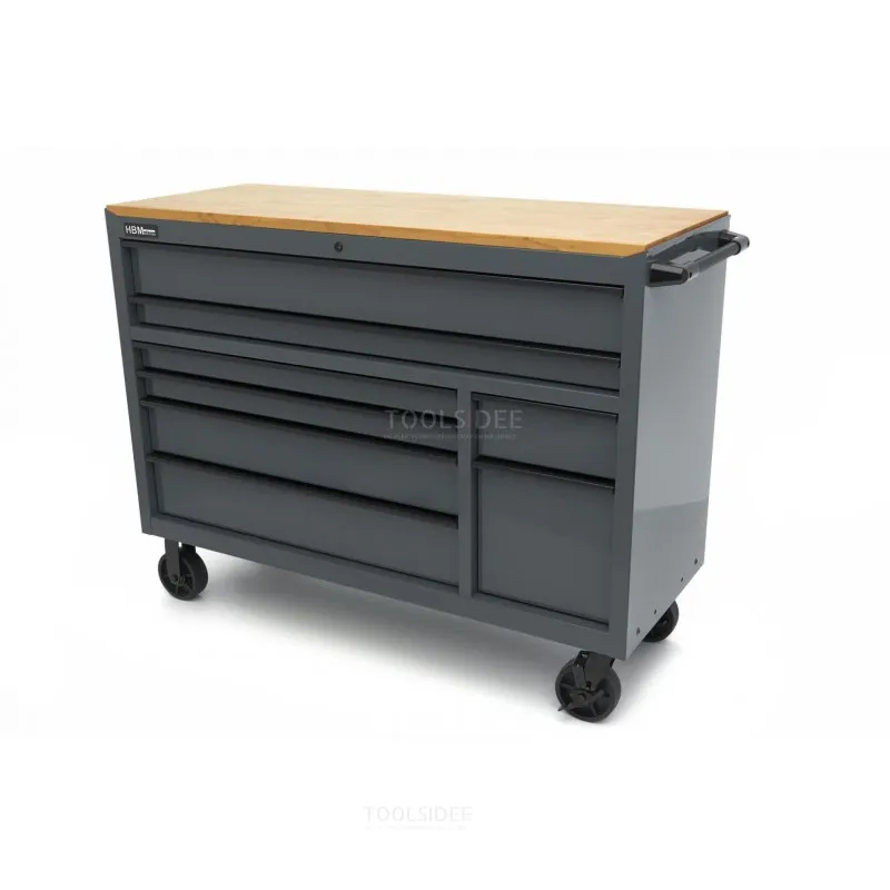 desserte à outils hbm, 8 tiroirs, 142 cm, gris 