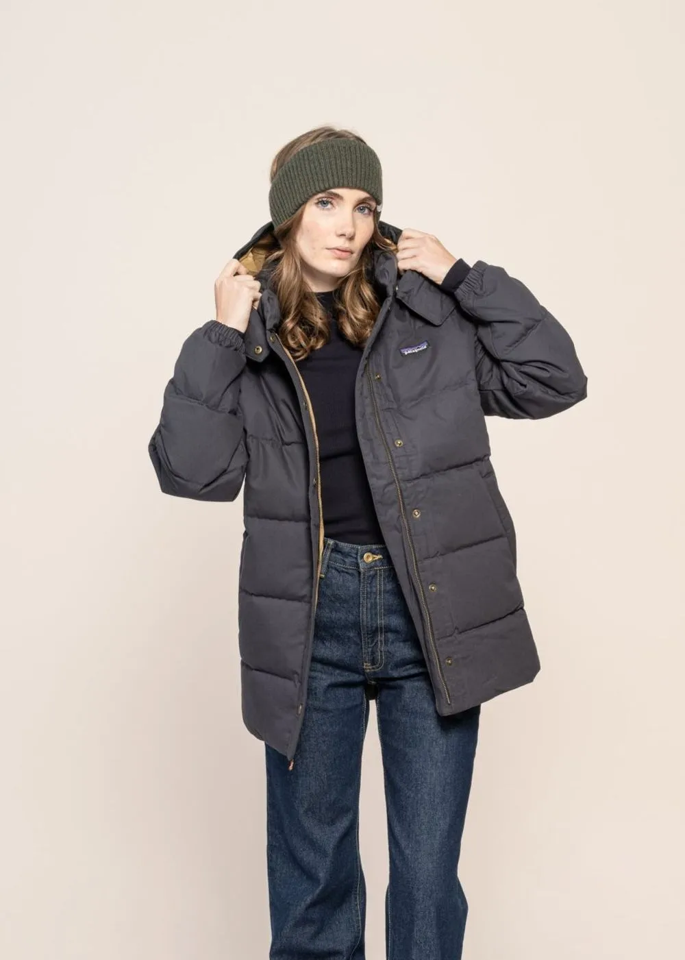 Doudoune longue en coton bio | marine "w's cotton down parka pitch blue" femme