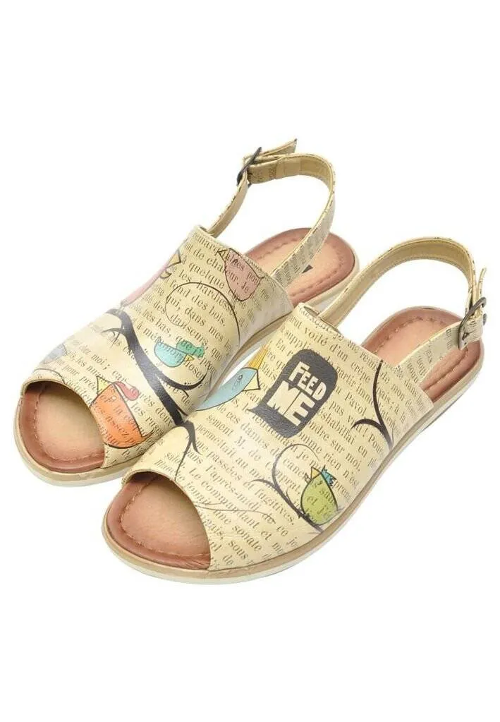 Femme Cuir Vegan Beige Des Sandales - Ugly Bird Motif