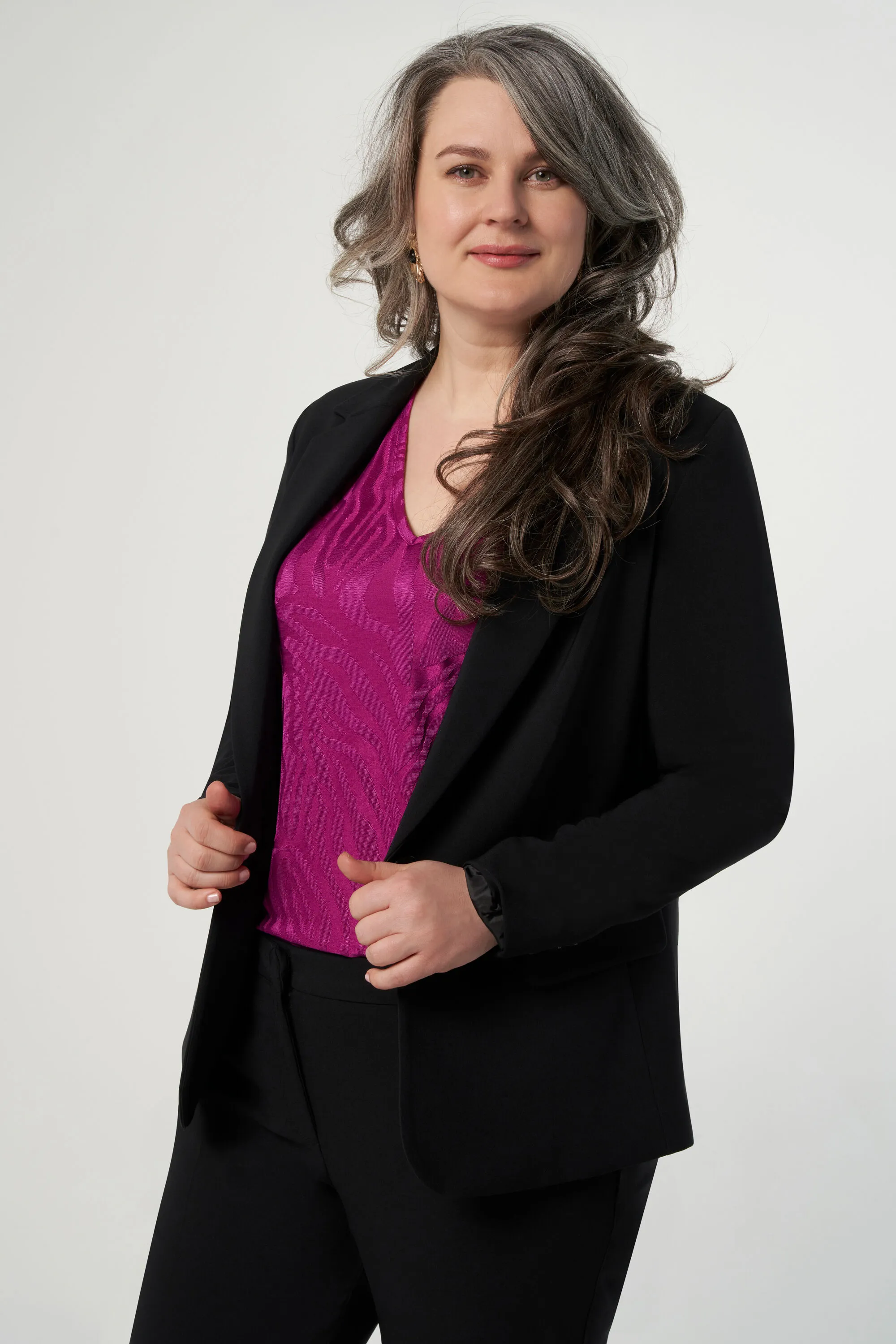 Femmes Blazer avec fermeture boutonnée Noir | MS Mode