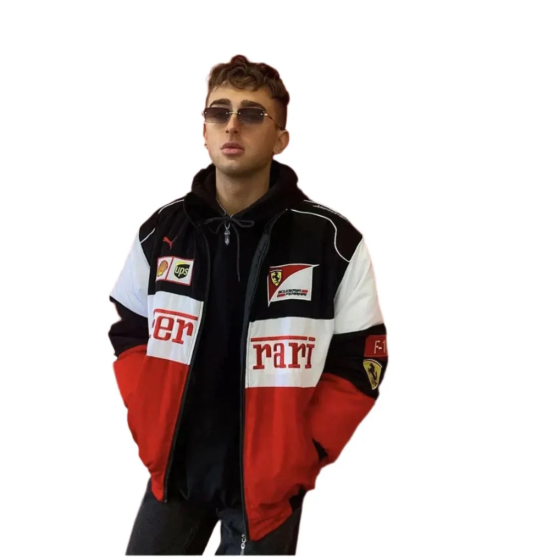 Frankie - Veste de course rétro pour hommes et femmes avec motif Ferrari - Style vintage