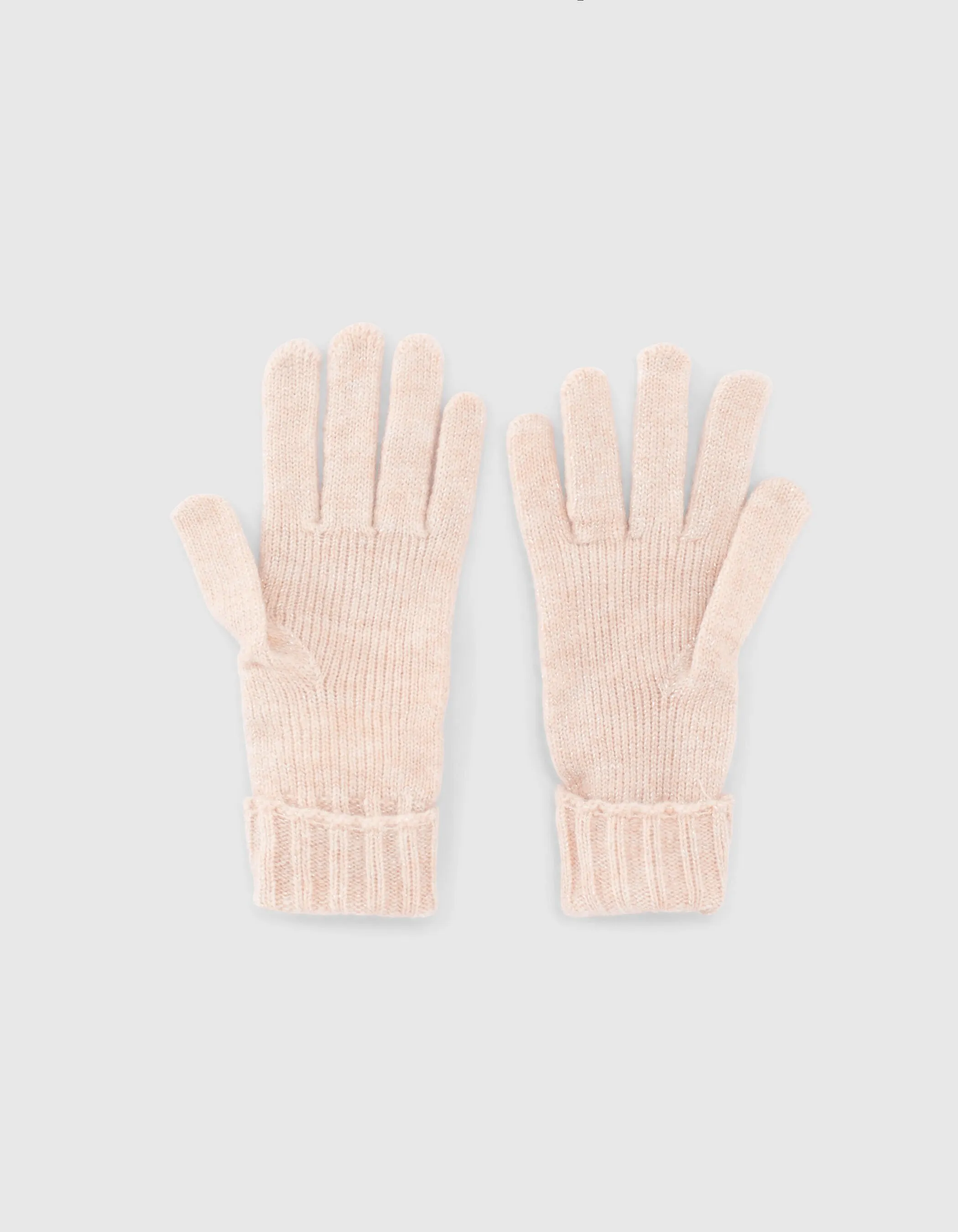 Gants rose pâle tricot fille