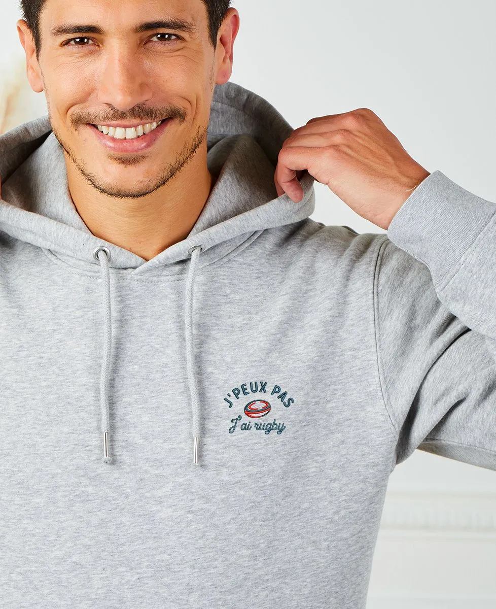 Hoodie homme J'peux pas j'ai rugby (brodé)