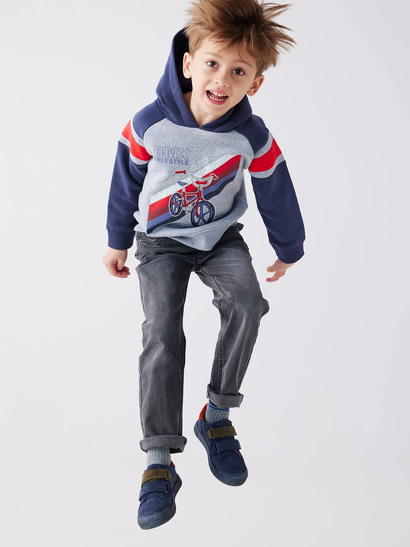 Jean indestructible droit relax garçon facile à enfiler denim gris - Vertbaudet