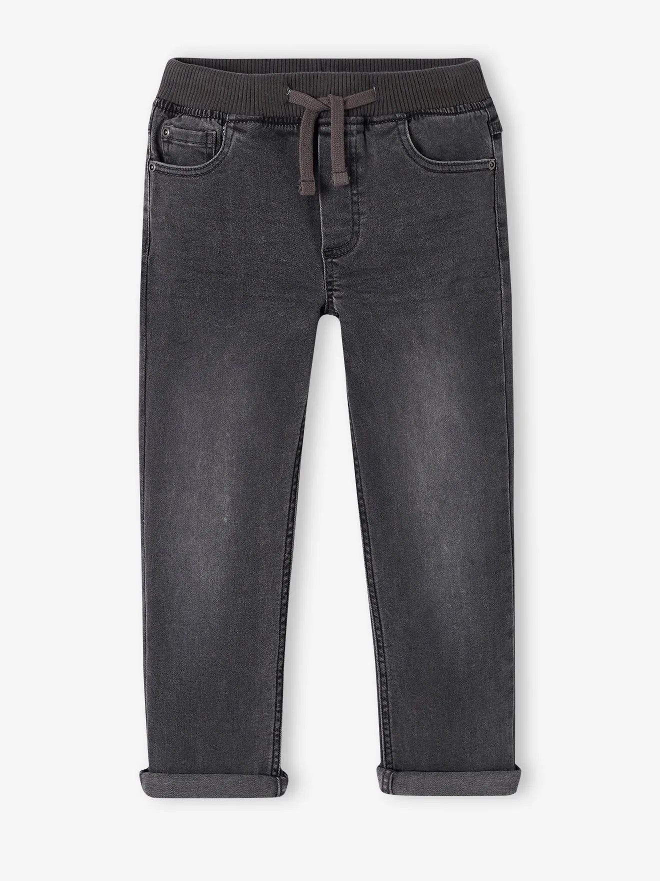 Jean indestructible droit relax garçon facile à enfiler denim gris - Vertbaudet