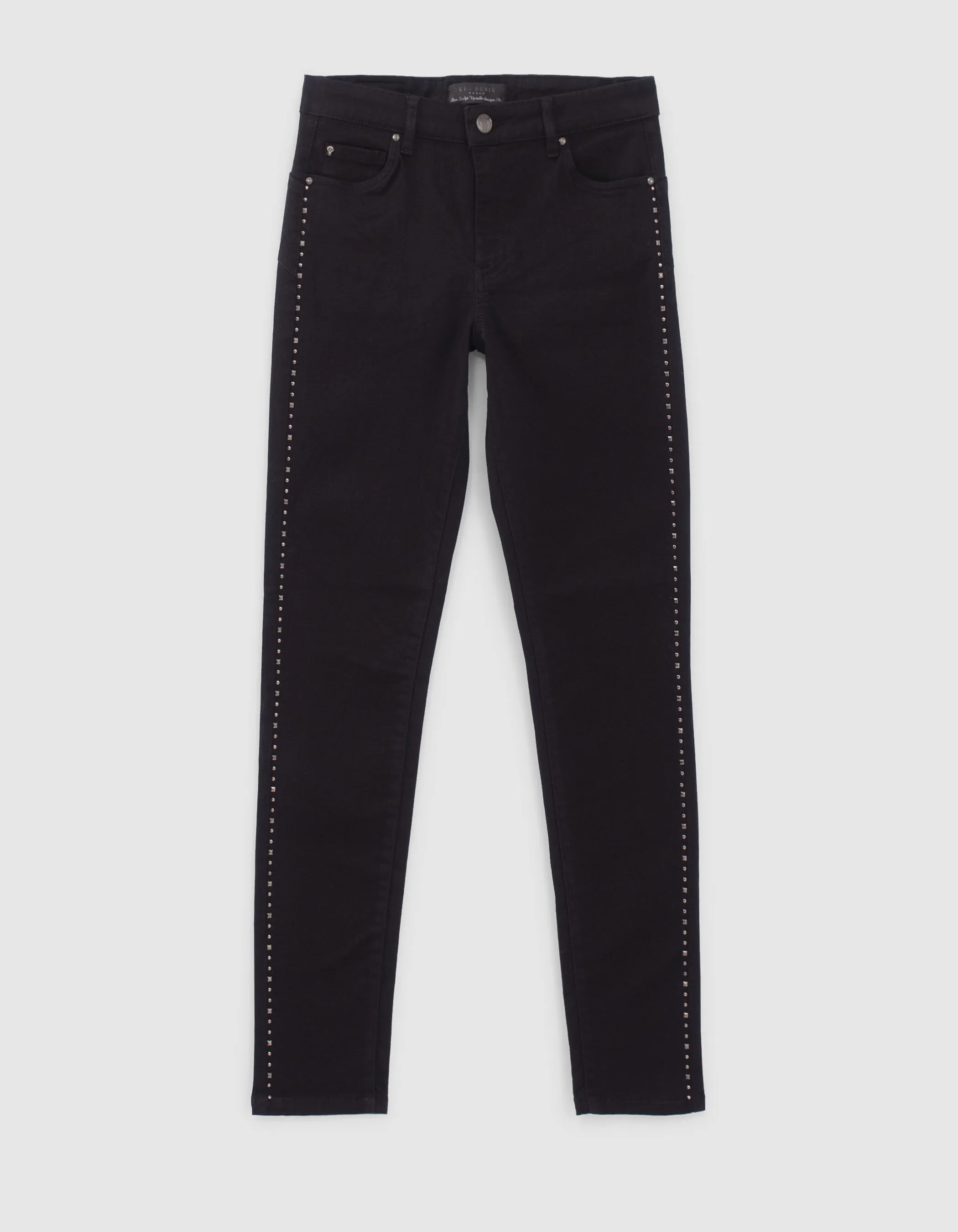 Jean slim noir effet sculpt up clous côtés Femme