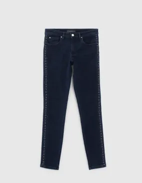 Jean slim sculpt up marine 7/8ème avec œillets femme