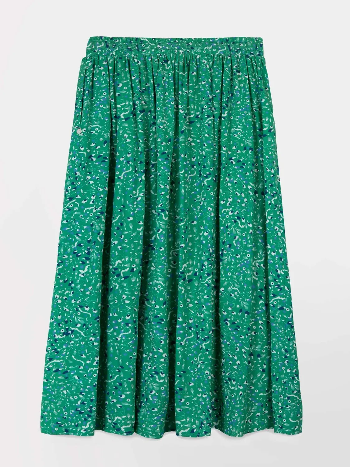 Jupe Midi Femme Ceinture Elastiquée Motif Vert tbs