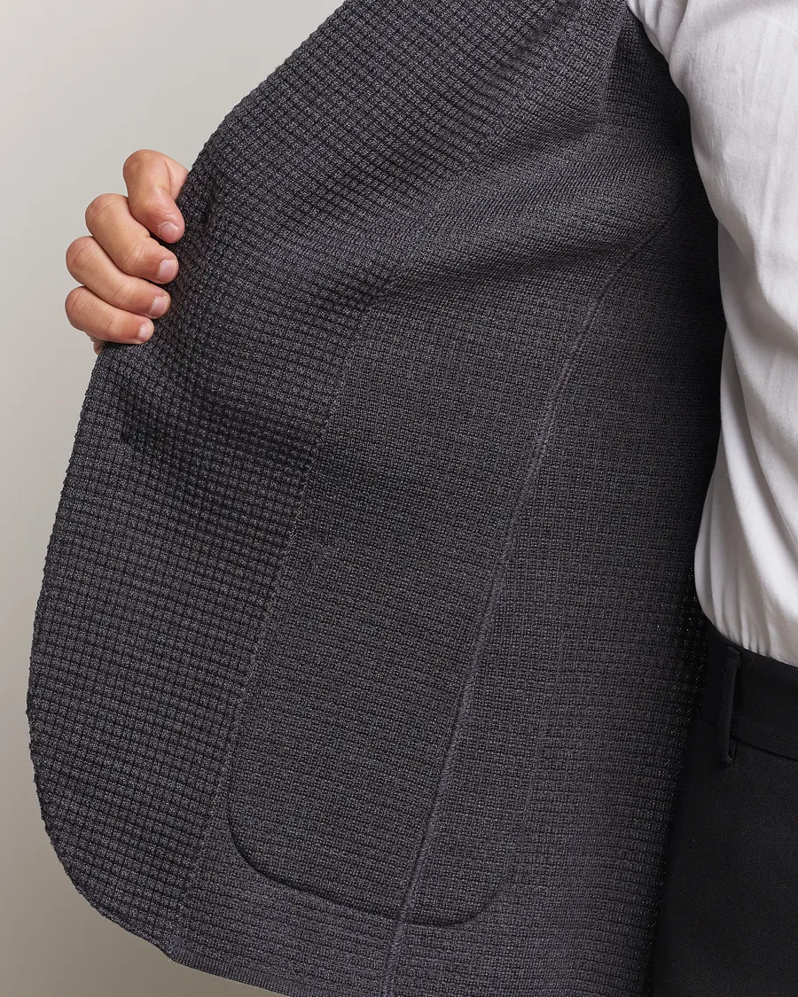 Knitted Structure Wool Blazer Dark Grey