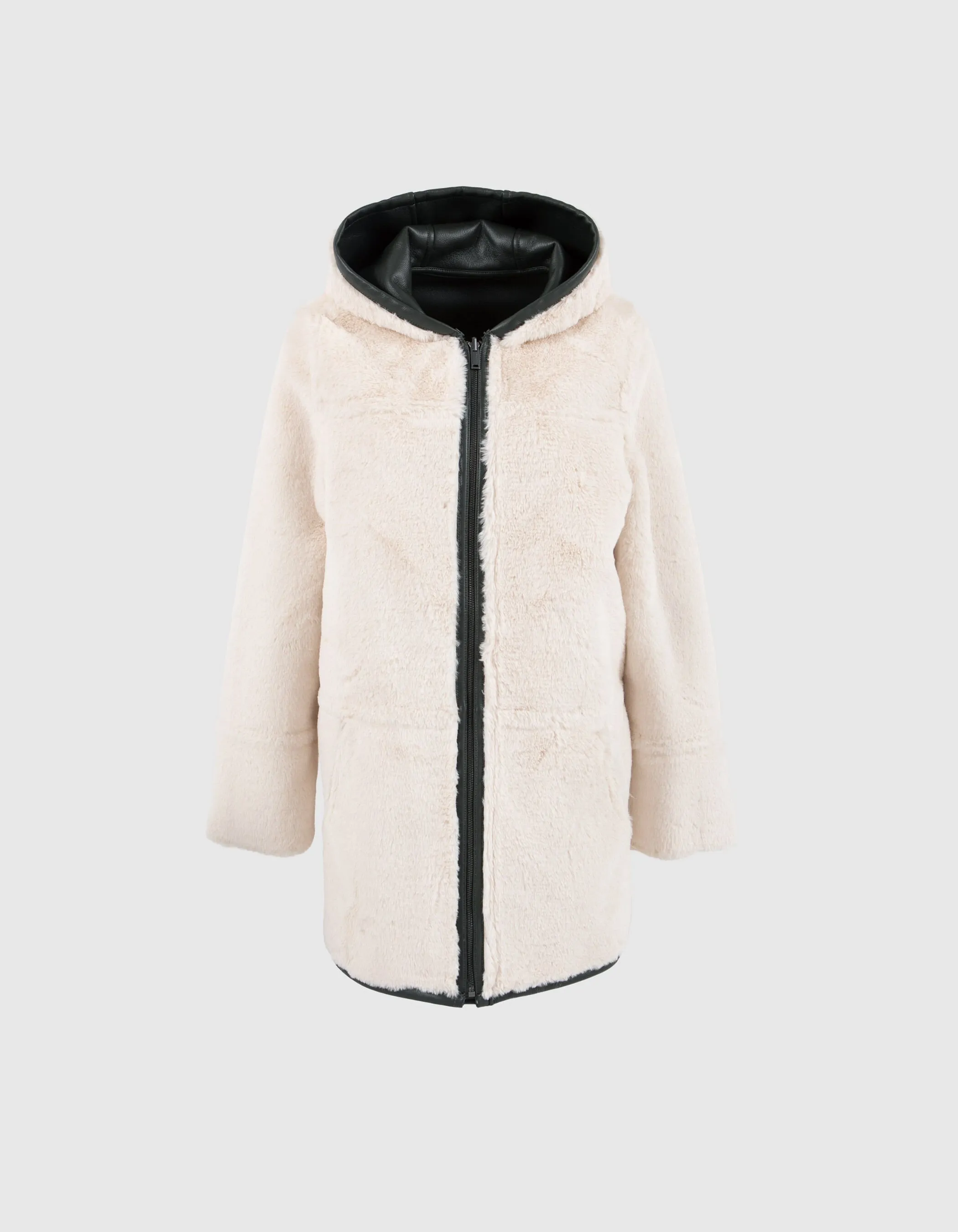 Manteau mi-long lichen rock fourré Femme