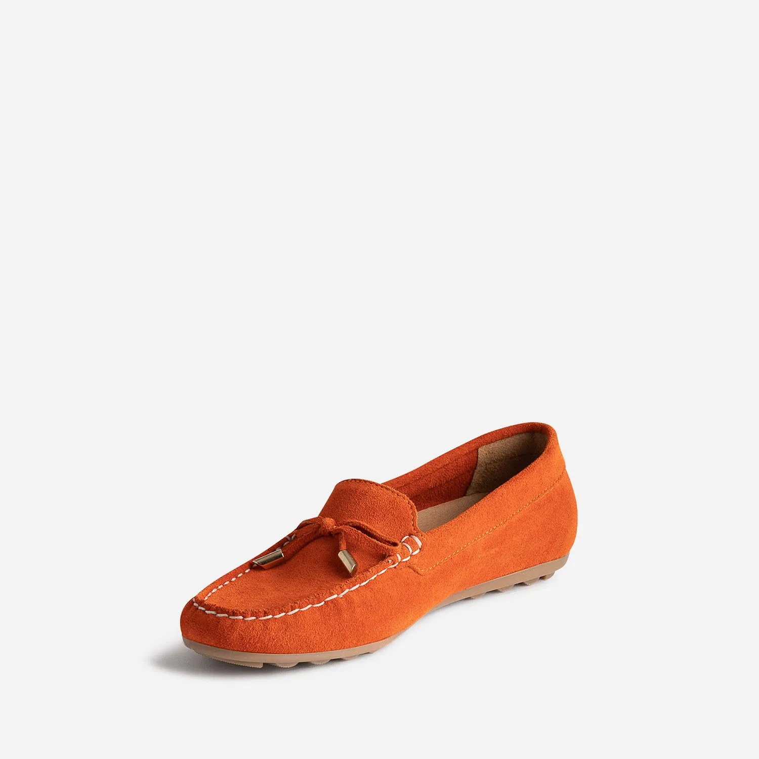 Mocassin rouge orangé en cuir velours - Mocassins / Slippers Femme | ERAM