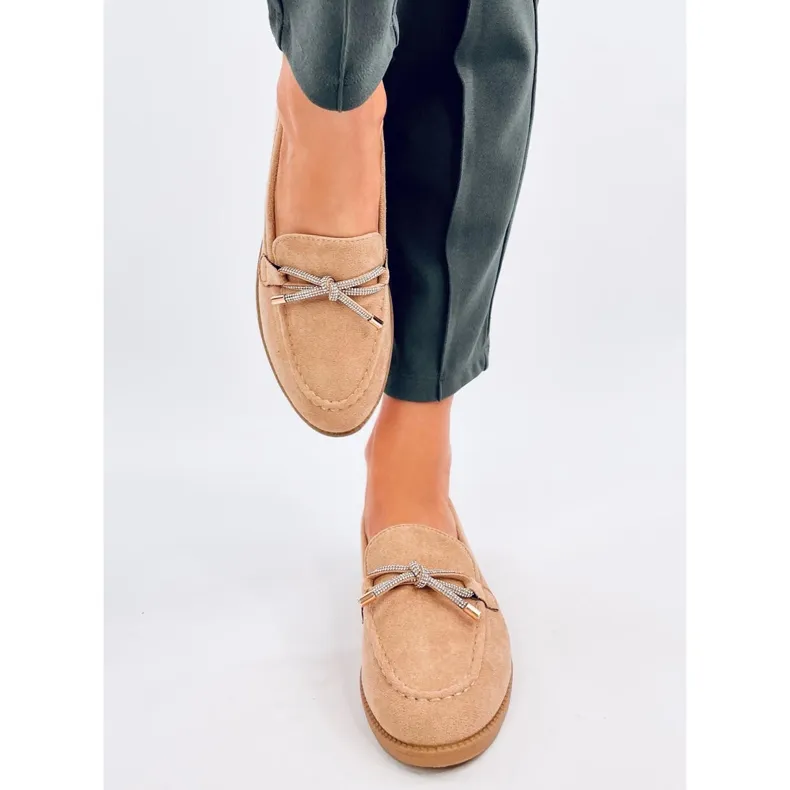 Mocassins femme Saras Camel en daim beige