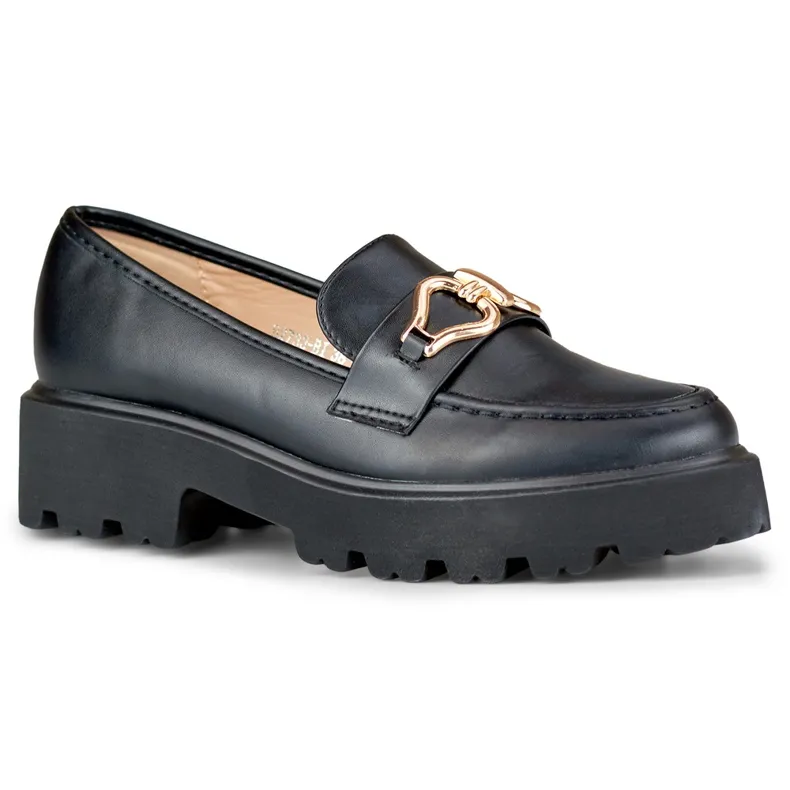 Mocassins noirs en éco-cuir pour femmes le noir
