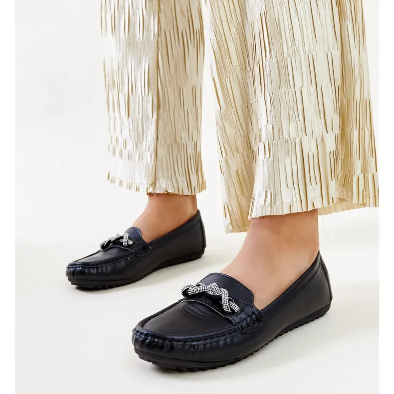 Mocassins noirs ornés de strass Adiba le noir