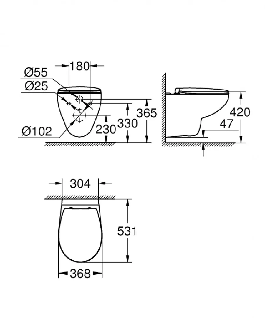 Pack WC Grohe Rapid SL + Cuvette sans bride Bau Ceramic