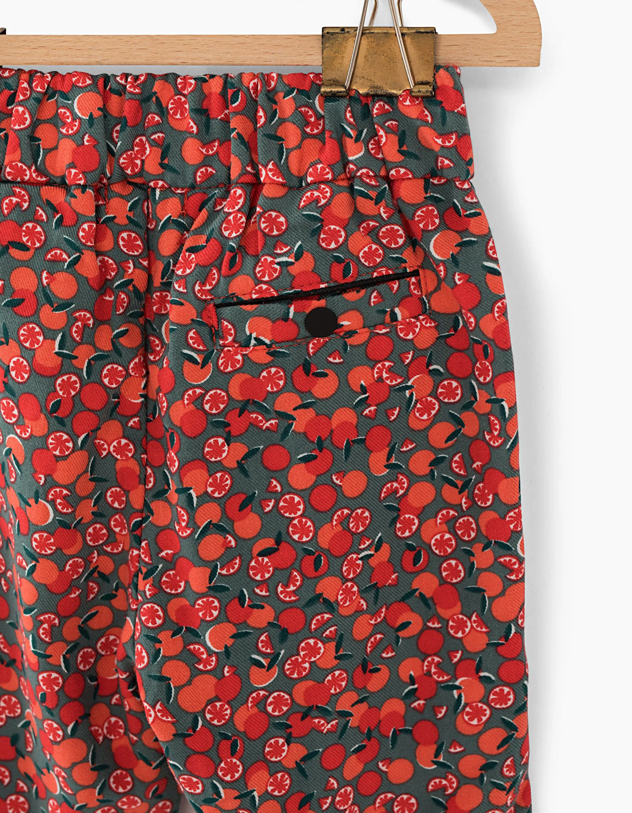 Pantalon kaki clair imprimé oranges bébé fille