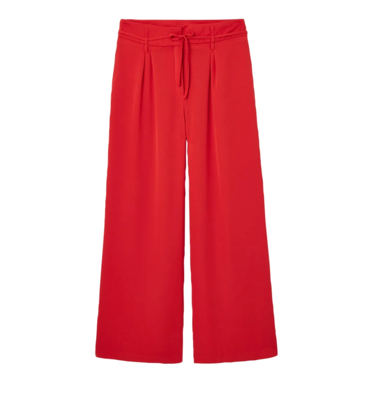 Pantalon large taille haute - Rouge