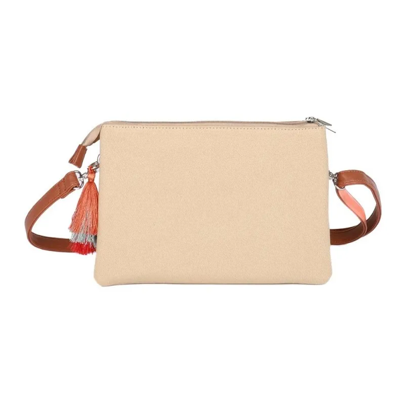 Pochette porté travers LES TROPEZIENNES "Rondane" beige | Planetebag.com