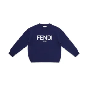 Pull enfant - Pull enfant en laine bleu marine | Fendi