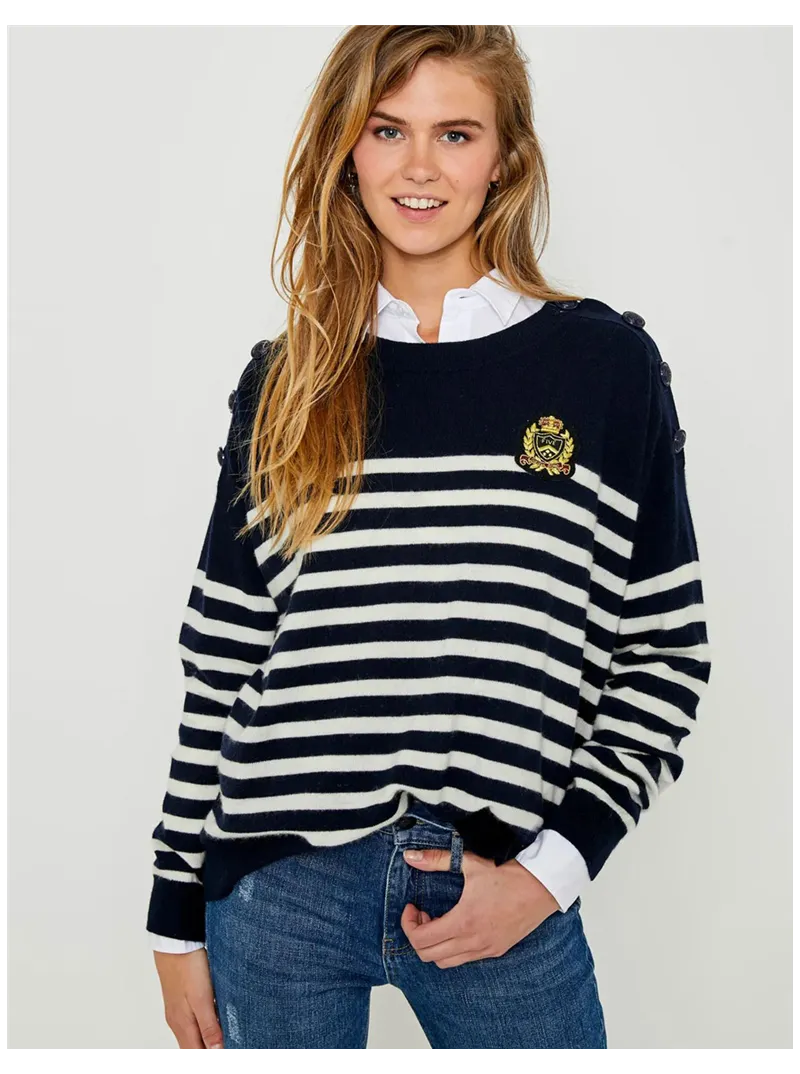 Pull marinière boutons Five