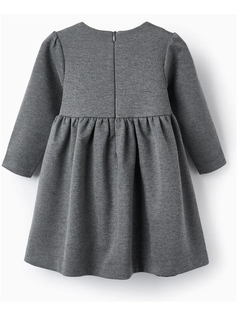 Robe en maille interlock pour bébé fille manches longues  LITERATURE CLUB - Gris