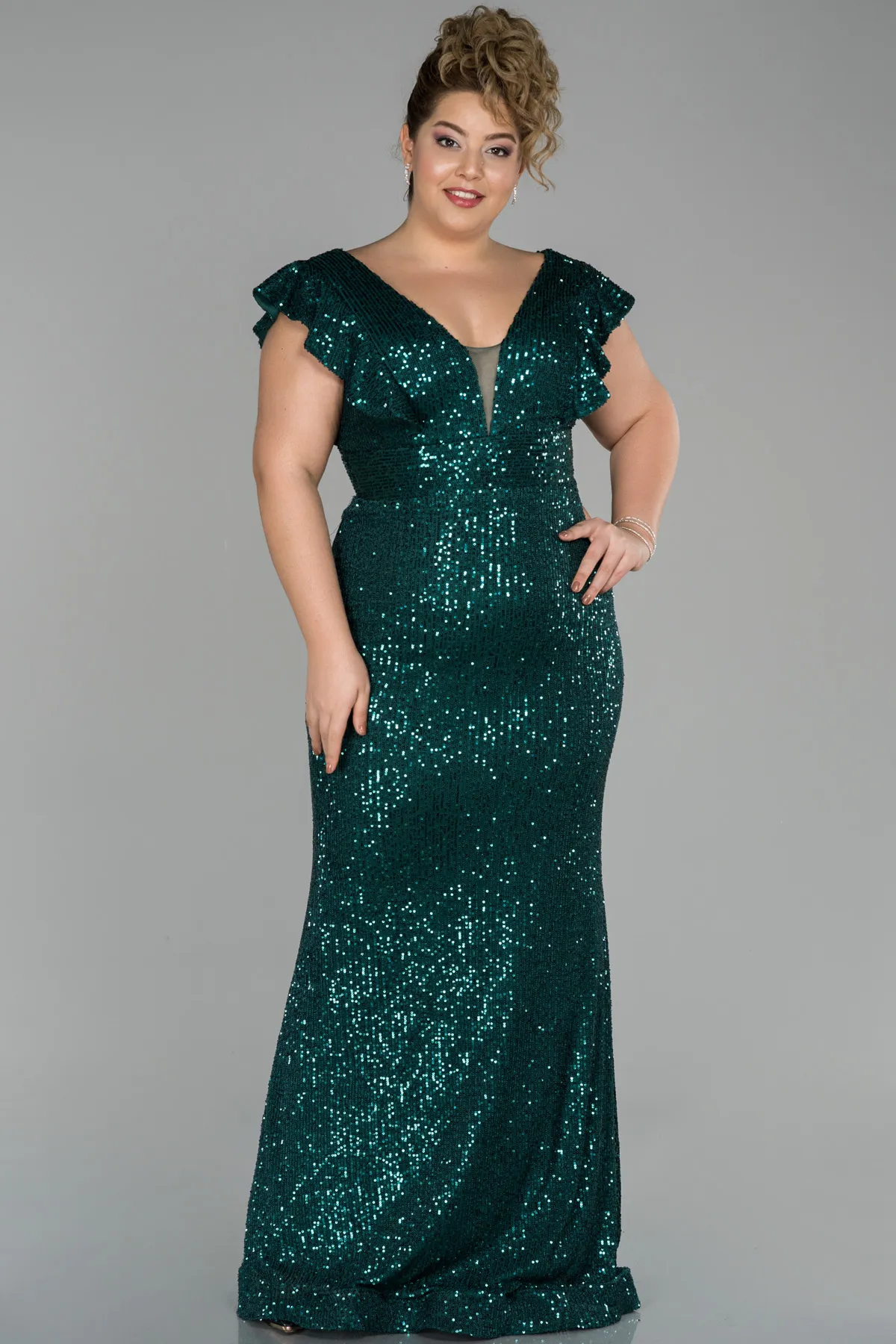 Robe Grande Taille Longue Émeraude ABU1045