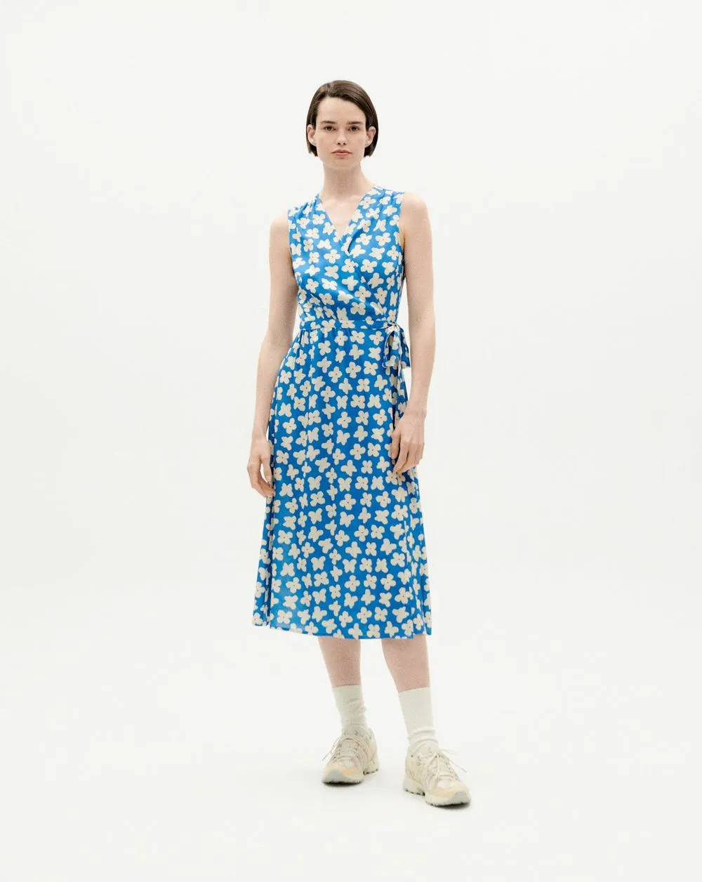 Robe midi à motifs en ecovero | bleu "small butterfly amapola dress" femme