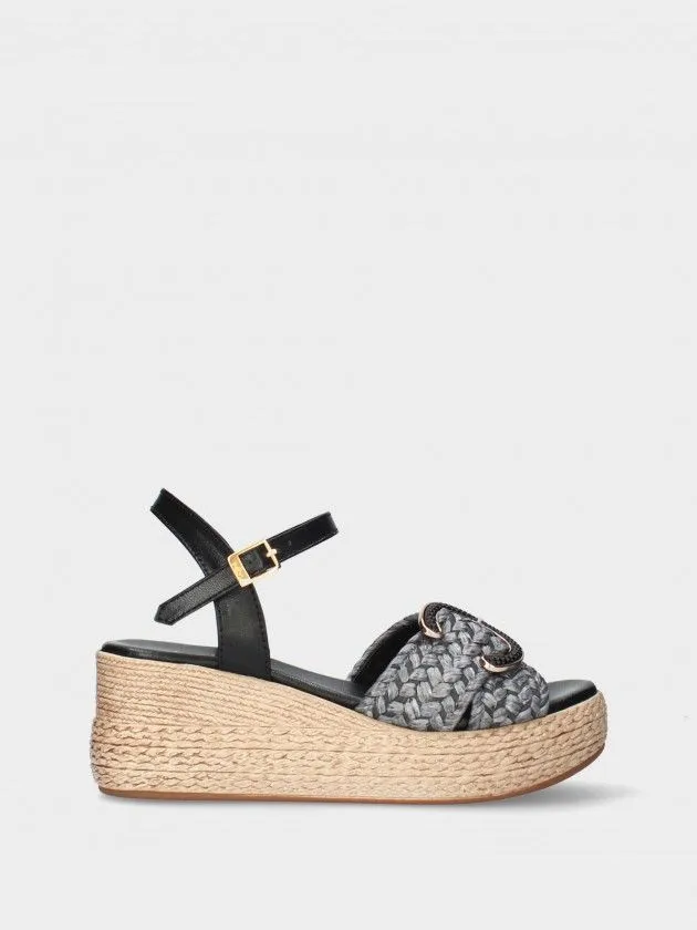 Sandales Noir Talon Compensée Daisy 02