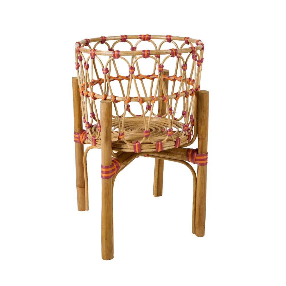 Sellette, support de pot Harper orange en rotin - H.40xD.50cm