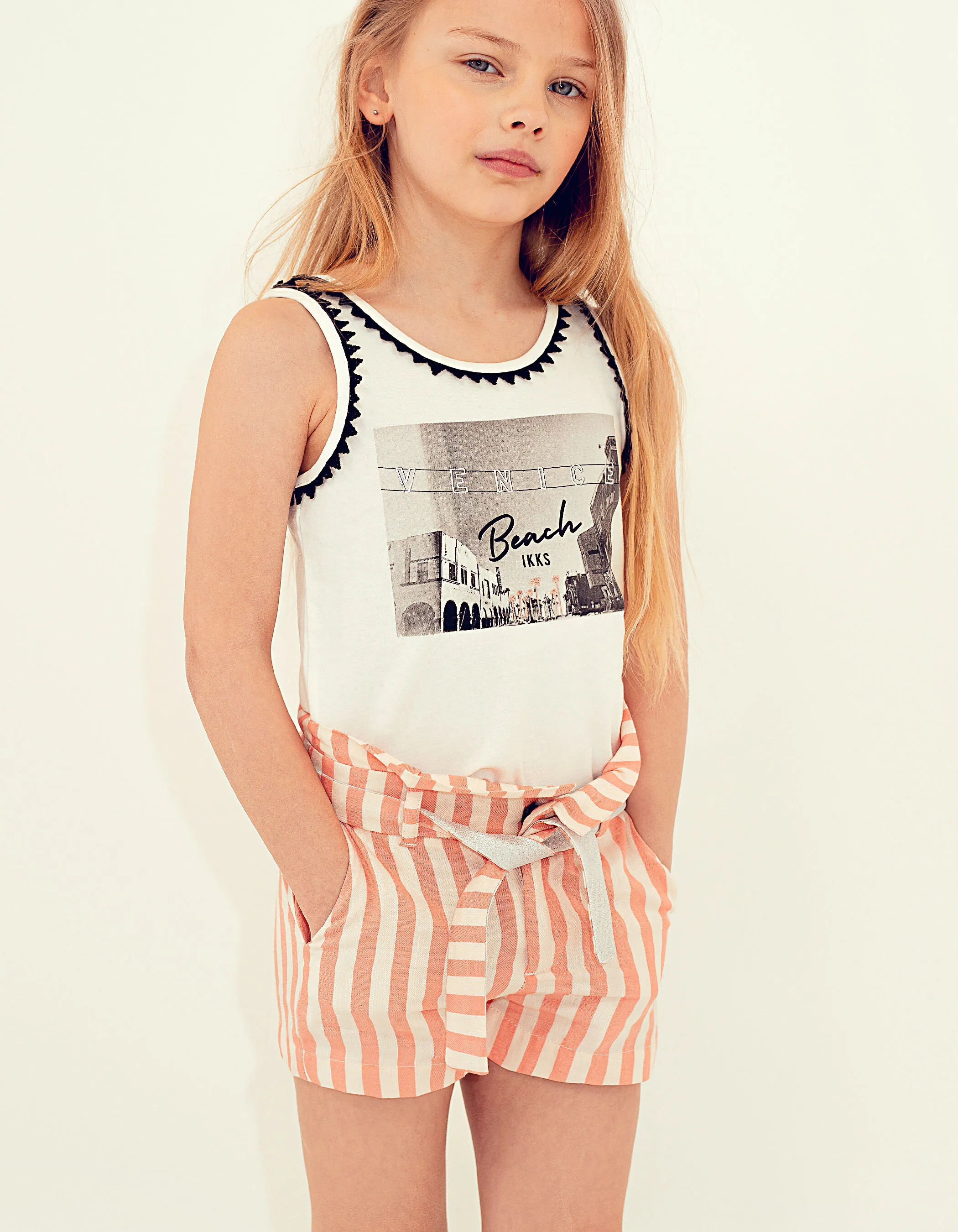 Short pêche à rayures fille