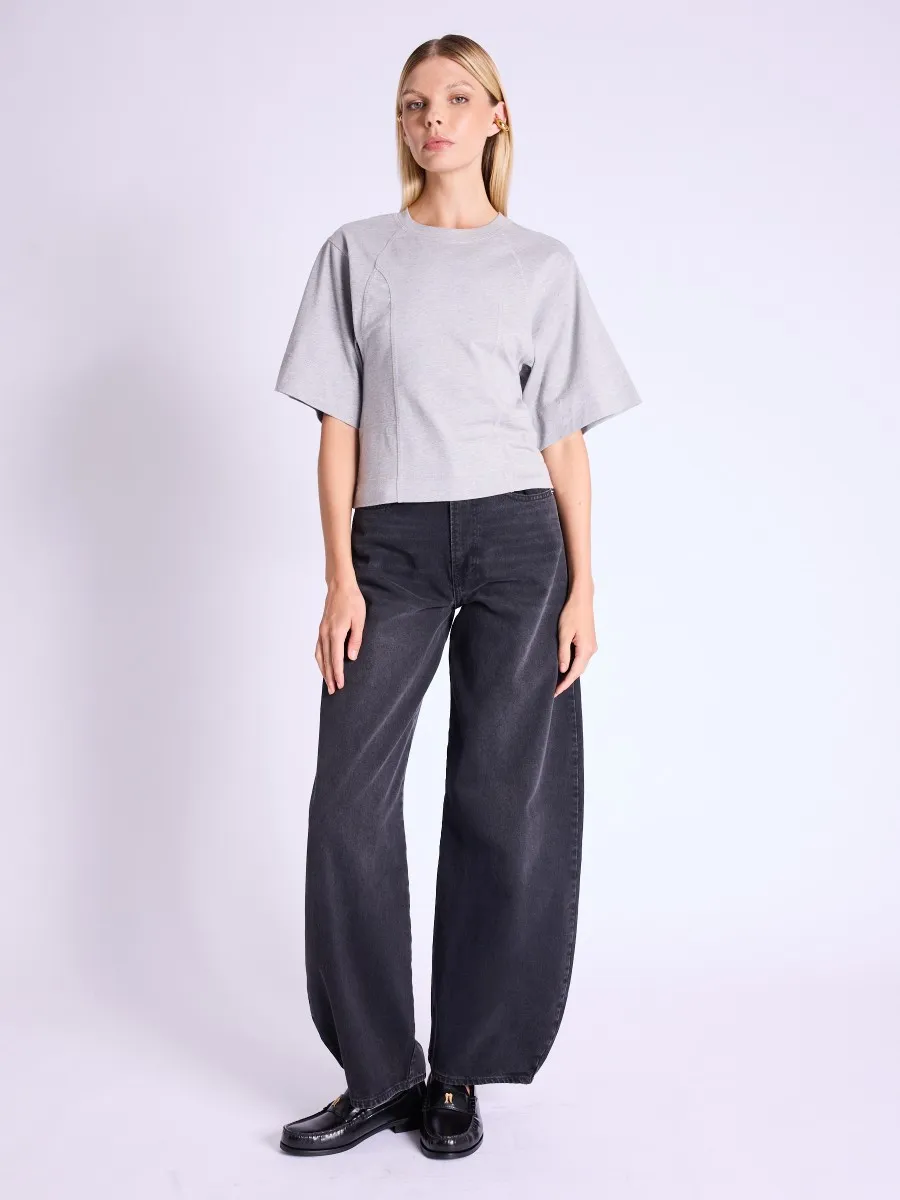 T-shirt ELSA | T-shirt gris cintré manches courtes kimono